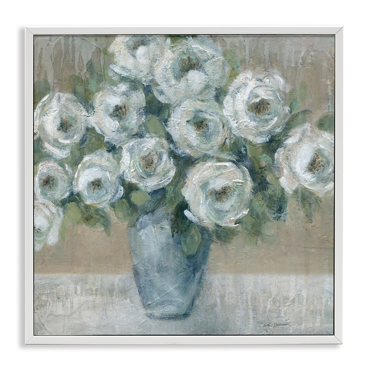 Stupell Industries Round Painted Roses Framed Giclee Design by Carol Robinson